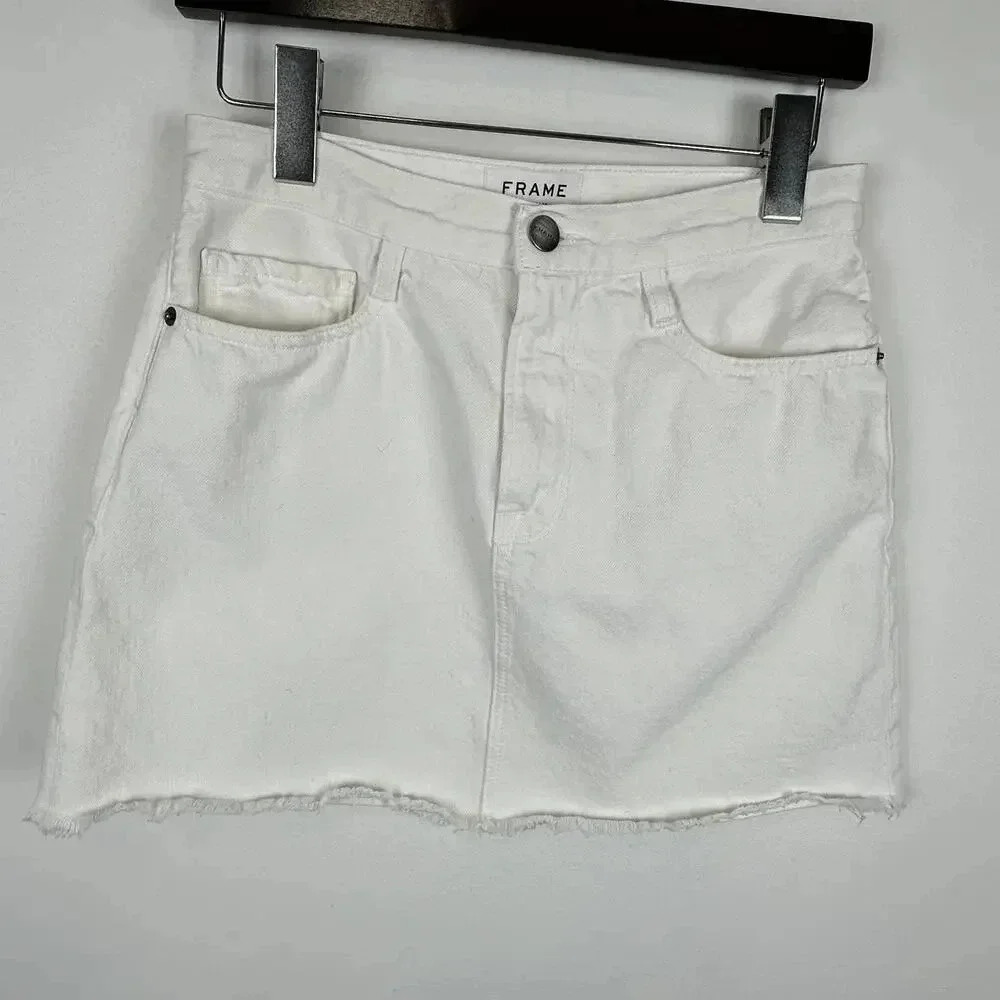 FRAME Denim White Denim Mini Skirt SIZE 26